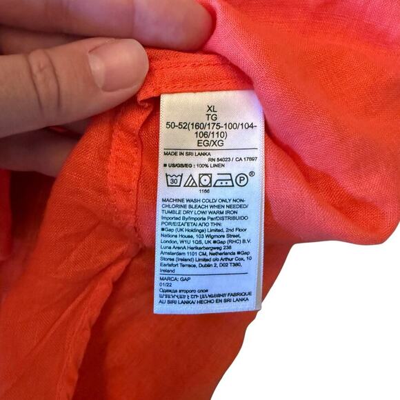 GAP Women’s Oversized Coral Linen Button Down Shirt | Size XL 801E - Picture 7 of 11